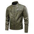 thumbnail image 2 of NaWent Mens Leather Jacket Cafe Racer Style Motorcycle Leather Jacket Full Zipper Leather Jacket, 2 of 9