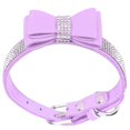 thumbnail image 1 of Light Purple L 50x2.5cm Suede Microfiber Double Bowknot Crystal Sparkle Rhinestone Cat Collar Pet Supply, 1 of 5