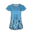 thumbnail image 3 of TopLLC Chemises Fluides Grande Taille pour Femmes Été Décontracté Floral Col Rond Manches Courtes Blouses Imprimé Floral Mignon Tunique Ample, 3 of 5