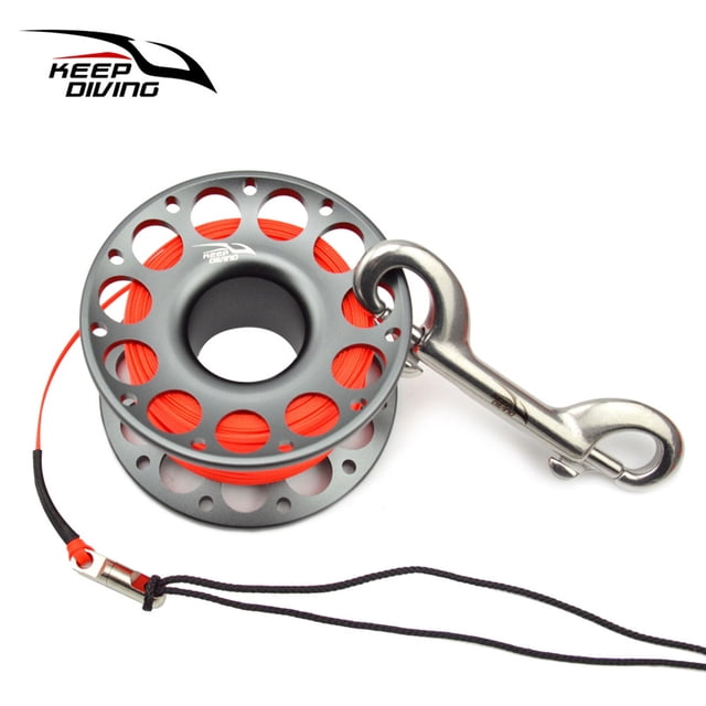 Maoww Keep Diving Spool Reel Portable Solid Color Polyester Rope Reels Freediving Fishing Underwater Accessories with Double End Hook Blue 15m