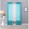 thumbnail image 1 of Interior Trends Ariana 2 Piece Sheer Voile Fully Stitched Window Panel Curtain Drape Set with Grommets (63" Length, Turquoise), 1 of 4