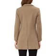 thumbnail image 3 of INSPIRE CHIC Manteau Long Classique pour Femme à Revers Cranté, Manches Longues, P Brun Clair, 3 of 7