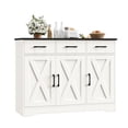 thumbnail image 1 of Homfa Buffet de Cuisine Style Ferme de 42,5 Po L, Armoire de Rangement à 3 Tiroirs avec Tablette Ajustable, Noir Blanc, 1 of 6
