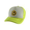 thumbnail image 1 of Gravity Threads Smile Face Embroidery Adjustable Trucker Hat - Smile - White/Neon Yellow, 1 of 2
