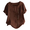 thumbnail image 1 of WEIYLL Ladies T Shirts Plus Boho Button Loose Size Solid Brown Tee Sizes XXXXXL, 1 of 4
