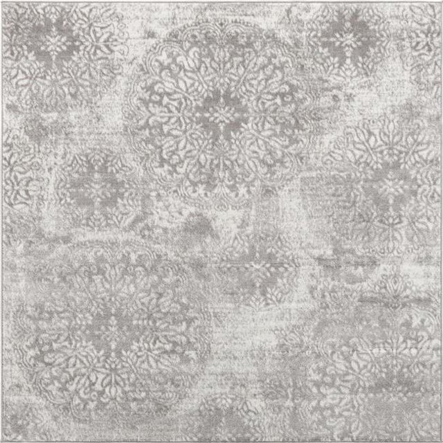 Unique Loom 3141489 6 x 6 Pi Grand Tapis Carré Sofia&44; Gris Clair
