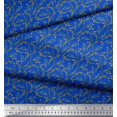 thumbnail image 3 of Soimoi Blue Polyester Crepe Fabric Leaves Decor Fabric Printed Yard 52 Inch Wide, 3 of 5