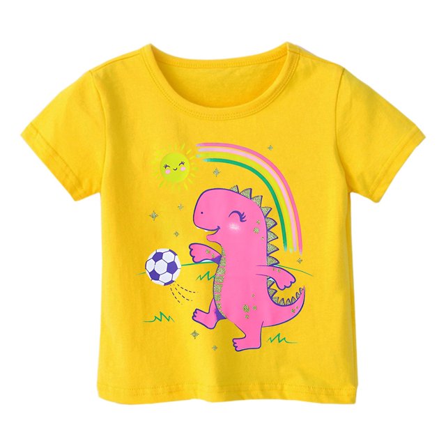 6x T-Shirt Léopard pour Filles Garçon et Fille Mode Décontractée Imprimé Col Rond Manches Courtes T-Shirt Ample