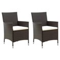 thumbnail image 1 of vidaXL Garden Chairs with Cushions 2 pcs Poly Rattan Brown, 1 of 5
