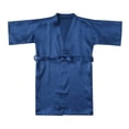 thumbnail image 1 of TIEVOSA Girls Solid Silk Satin Kimono Robes Bathrobe Sleepwear Clothes 8-9 Years（Navy）, 1 of 3