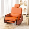 thumbnail image 1 of AECOJOY Rocking Recliner Chair with Retractable Footrest and Adjustable Backrest, Modern Fabric Glider Rocking Chair for Living Room or Bedroom, Orange, 1 of 8