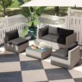 thumbnail image 4 of Costway Ensemble de Conversation en Rotin PE pour Terrasse Extérieure, Canapé Sectionnel 10 Pcs, Noir, 4 of 10