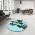 thumbnail image 4 of Ahgly Tapis d'Intérieur Lavable en Machine Carré Transitionnel Bleu Lagon, 5 Pieds Carré, 4 of 7