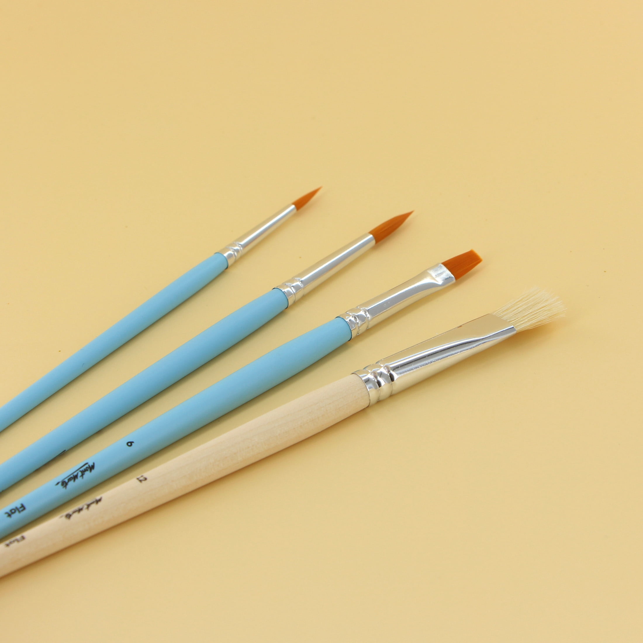 MONT MARTE assorti Paint Brushes 4 pièces, Intro set, Flat et rond brushes