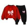 thumbnail image 2 of Pisexur Ensemble 2 Pcs pour Bébé Filles Garçons Automne Hiver Mode Décontractée Polaire Manches Longues Col Rond Chandails en Molleton et Pantalons Vêtements de Détente Imprimé Mignon Ensemble de Survêtement pour Enfants 3-8 Ans, 2 of 4