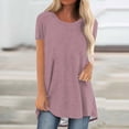thumbnail image 2 of Timegard Hauts pour Femmes Col Rond Manches Courtes Tuniques pour Porter avec des Leggings Mi-Longs T-Shirts Confortables Été, 2 of 5
