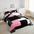 thumbnail image 3 of Erosebridal Pink Geometric Comforter Sets, Chic Rectangle Comforters & Duvets, Modern Fashion Reversible Bedding Comforter Set, Super Cozy Room Decorative, 2-Piece, 3 of 8