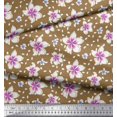 thumbnail image 2 of Soimoi Brown polyester Crepe Fabric Leaves & Flower Floral Decor Fabric Printed Yard 42 Inch Wide, 2 of 3