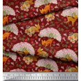 thumbnail image 2 of Soimoi Modal Satin Fabric Tree,Floral & Deer Animal Print Fabric by Yard 42 Inch Wide, 2 of 3
