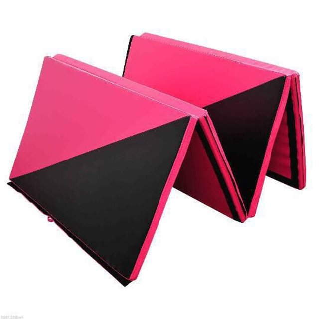 Soozier Tapis d'Exercice Pliant Rose et Noir, Partiellement Plié en Forme de zigzag, en Cuir PU Épais et durable avec une surface Non Absorbante pour un Nettoyage Facile, Idéal pour les Exercices au Sol à la Maison et la Mise en Forme Aérobique.