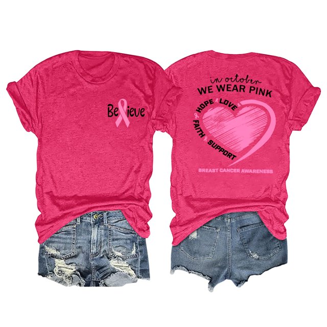 TINZ Cancer Shirt Women Cancer Shirts Ribbon Cancer Awareness Rainbow T Shirts Cancer Short Sleeve Tops Log Sleeve T Shirts for Women Set Shirt for Women Walking T Shirts Women
