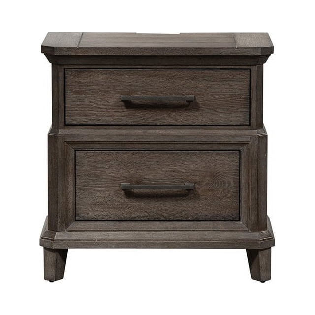 Artisan Prairie Marron Foncé 2 Tiroirs Support de Nuit W / Station de Charge