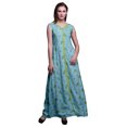 thumbnail image 1 of Bimba Feuilles Femmes Imprimé Fente avant Sans Manches Maxi Été Longue Robe Décontractée-Xx-Grand, 1 of 5