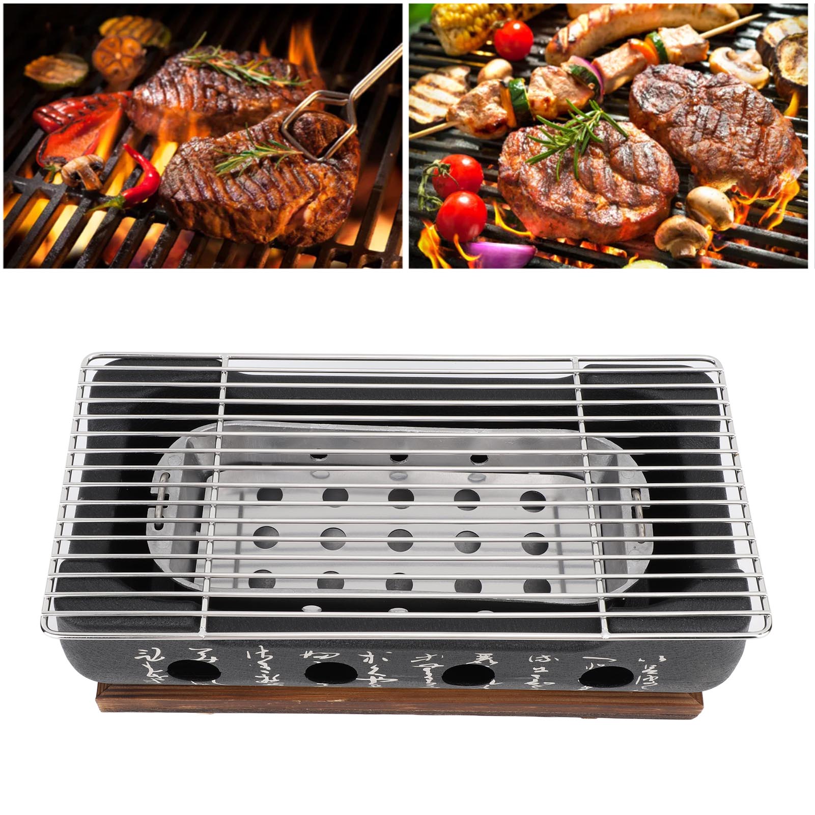 Japanese Style BBQ Grill Stove Portable Charcoal Barbecue Quick Heating Aluminium Alloy Wire Grill Base Camping Picnics