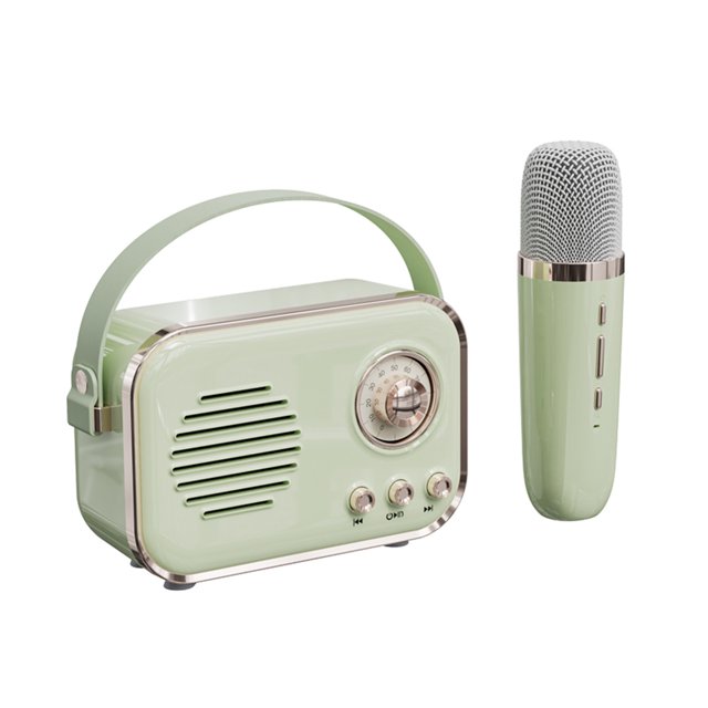 Retro mini speaker portable wireless Bluetooth speaker microphone outdoor karaoke