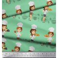 thumbnail image 2 of Soimoi Poly Georgette Fabric Cook Girl Printed Fabric 1 Yard 52 Inch Wide, 2 of 3