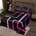 thumbnail image 2 of YST Abstract Geometry Queen Coverlet Set Rectangle Square Bedding Set, Black and Pink Bedspread Set Modern Minimalism Quilt Set, Aesthetic Bed Quilt Girls Room Decorations, 2 of 5
