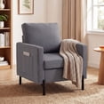 thumbnail image 2 of HOMCOM Accent Chair Modern Upholstered Armchair w/ Side Pockets, Dark Grey, 2 of 10