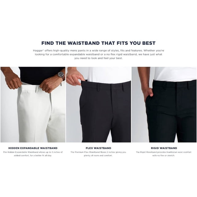 Haggar Pantalon pour Homme Cool Right Performance Flex Uni Coupe Droite devant Plat