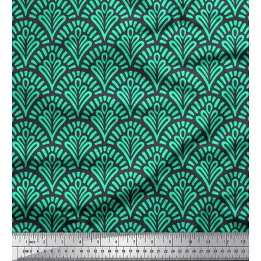 Soimoi Tissu Crêpe en polyester Brun Tissu à Imprimé Damassé Floral au Mètre 42 Pouces de Large