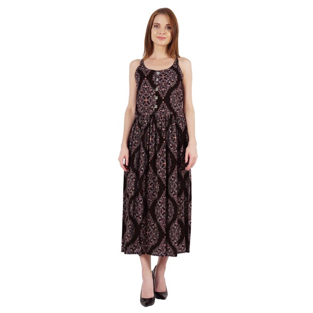 Phagun Robe d'Été Décontractée Ample pour Femme, Longue, Sans Manches, Maxi, Robe d'Été pour Plage et Villégiature