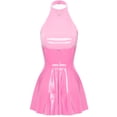 thumbnail image 4 of Moggemol Robe Moulante Mini en Similicuir PVC Effet Mouillé pour Femmes, Latex, Dos Nu, Coupe Trapèze, pour Fête d'Anniversaire, Rose G, 4 of 7