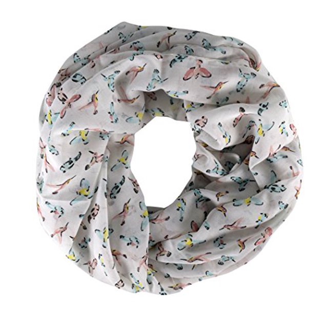 Peach Couture Summer Fashion Womens Chic Bird Print Infinity Scarves