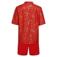 thumbnail image 4 of Oyolan Garçons Coton Uniforme Tang Brodé Dragon Traditionnel Chinois Kung-Fu Tang Arts Martiaux Ensembles Rouge-H 170, 4 of 6