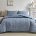 thumbnail image 1 of Warmdern Blue Boho Duvet Cover King Size, Striped Textured Duvet Cover Set Tufted Bedding Set, 3 Pcs Ultra Soft Washed Microfiber Duvet Cover With Zipper Closure (King, Blue), 1 of 5