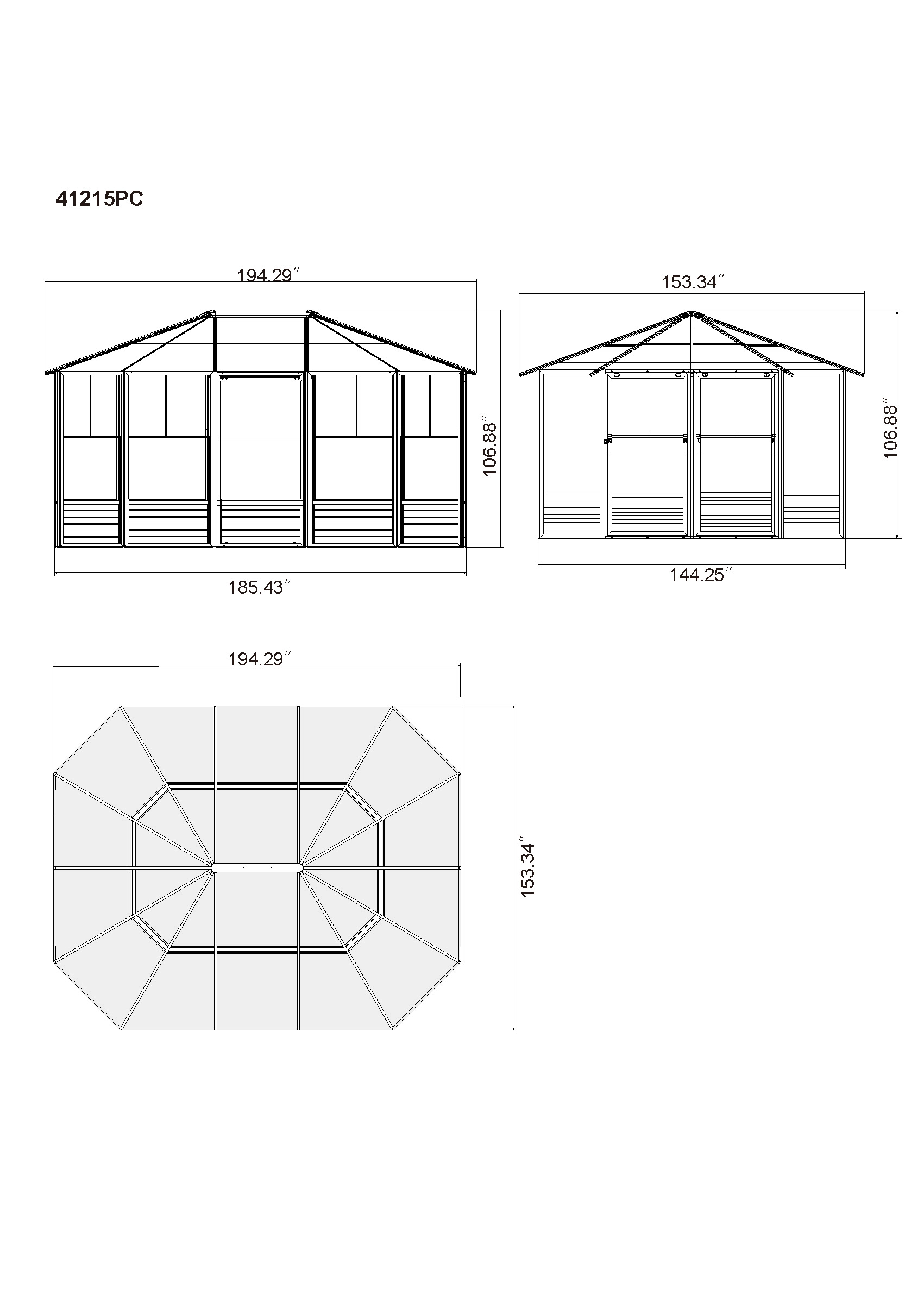 Gazebo Penguin Florence Solarium 12 Pi x 15 Pi Toit De Polycarbonate En Sable