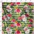 thumbnail image 3 of Soimoi Green Poly Georgette Fabric Stripe & Grandiflora Roses Floral Decor Fabric Printed Yard 42 Inch Wide, 3 of 4
