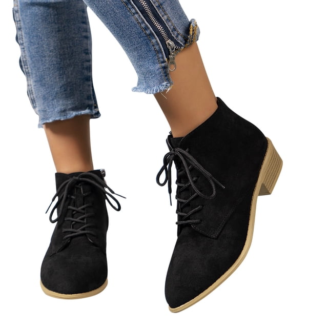 LSLJS Western Boot Trend Casual Short Tube Retro Style Thick Heeled Pointed New Women's Boots