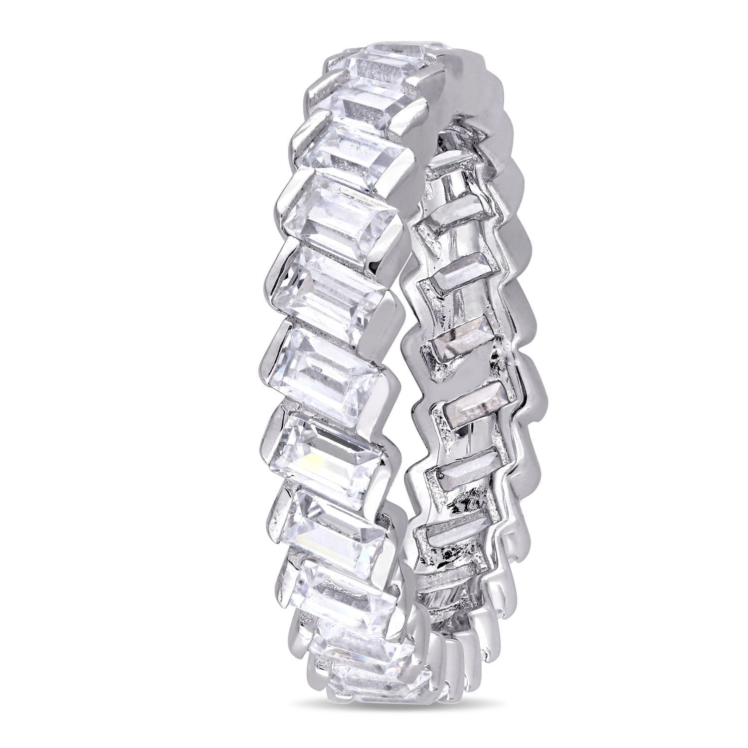 Bague d'anniversaire de style éternité Miabella avec zircons cubiques de coupe baguette 2,75 CT PBT en argent sterling