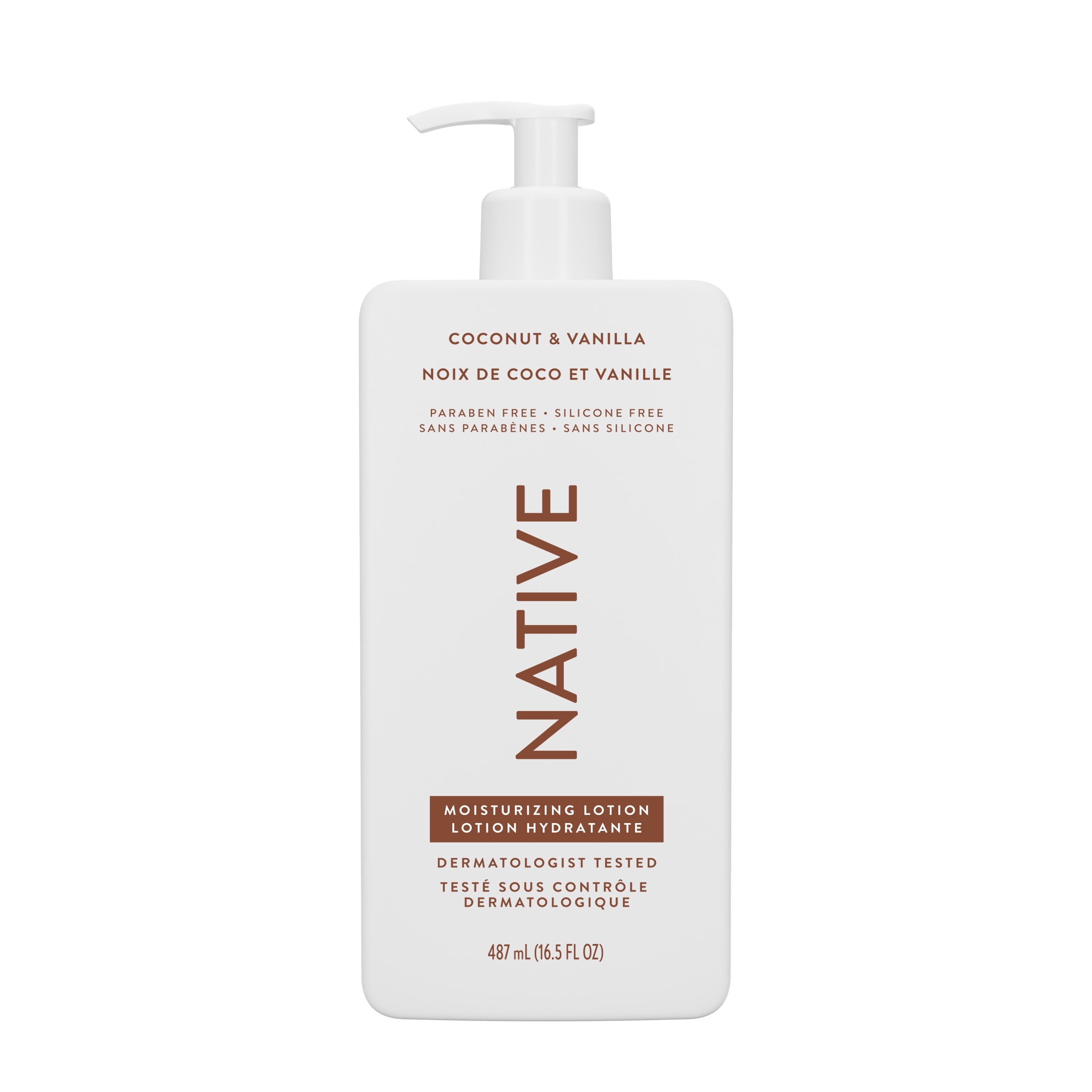 La lotion pour le corps Native pour femmes et hommes contient des hydratants d’origine naturelle à base de plantes et nourrit la peau sèche, Noix de coco et vanille, 487 mL