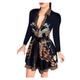 thumbnail image 1 of Pompotops Blouse Décontractée pour Femmes à Boutons, Manches Longues, Col en V, Chemises Ceinturées, Blouse, Hauts, Robe, 1 of 4