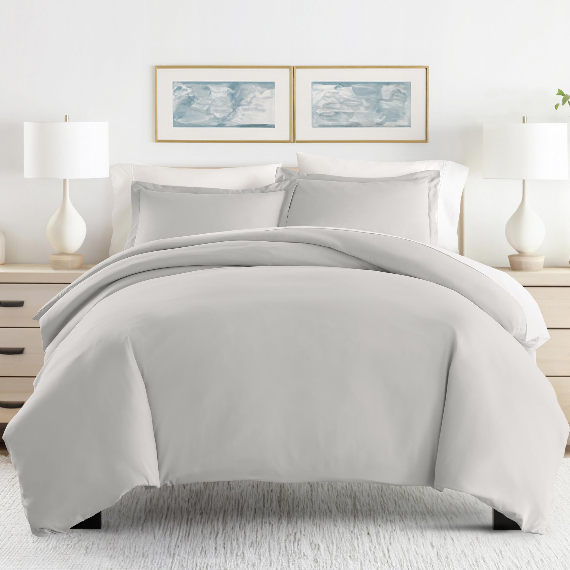 ienjoy Home Hotel Collection Soft Brushed Microfiber Duver Cover Set Light Gray 3 Piece Quality Duvet, Twin, Lgray