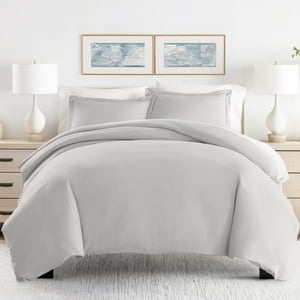 ienjoy Home Hotel Collection Soft Brushed Microfiber Duver Cover Set Light Gray 3 Piece Quality Duvet, Twin, Lgray
