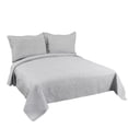 thumbnail image 2 of Marina Decoration Solid Embossed Pinsonic Coverlet Bedspread Bedding Ultra Soft Summer Quilt Set with Shams, Silver Color, 2 of 6
