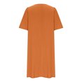 thumbnail image 5 of Swstbby Liquidation d'Économies d'Été! Robe d'Été pour Femmes, Robe Décontractée Ample Mode Rétro en Coton et Lin à Manches Courtes, Col en V, Plissée, Orange P, 5 of 5