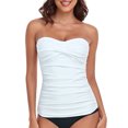 thumbnail image 1 of RELLECIGA Women's Ruched Bandeau Tankini Top Swimsuits, 1 of 6